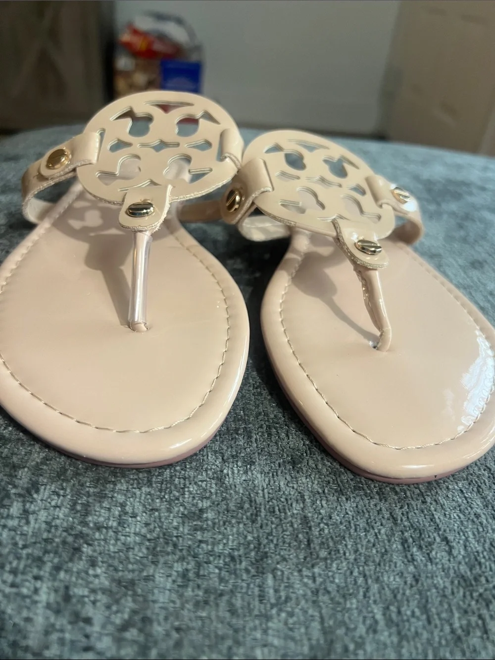 Tory Burch Patent Leather Miller Sandals in Blush